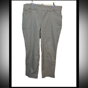 NWT HILARY RADLEY OFF-WHITE/BLK MID-RISE STRETCH PULL ON ANKLE PANT Size XL